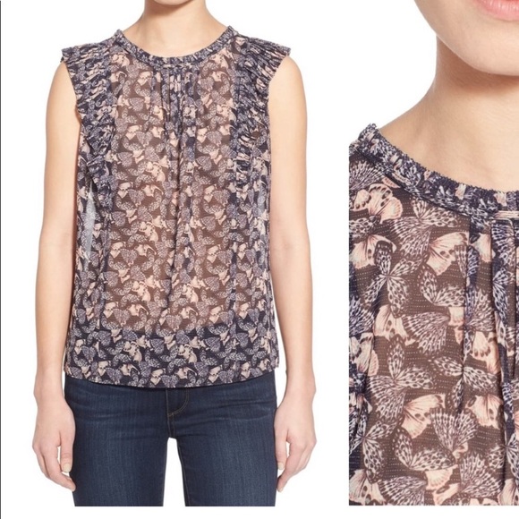 Butterfly Sleeveless  Chiffon Blouse - Picture 1 of 8